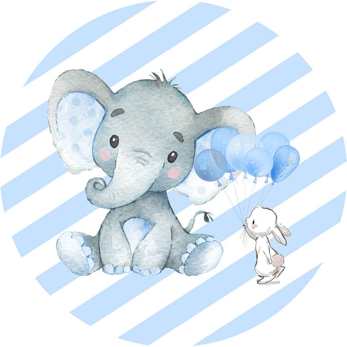 Mocsicka Stripes and Baby Elephant Round Cover
