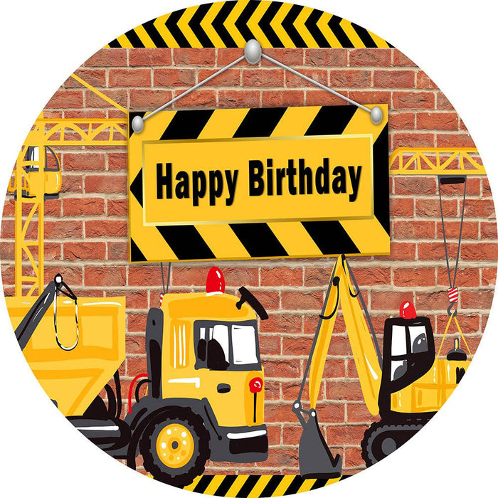 Mocsicka Traffic Theme Happy Birthday Round Cover