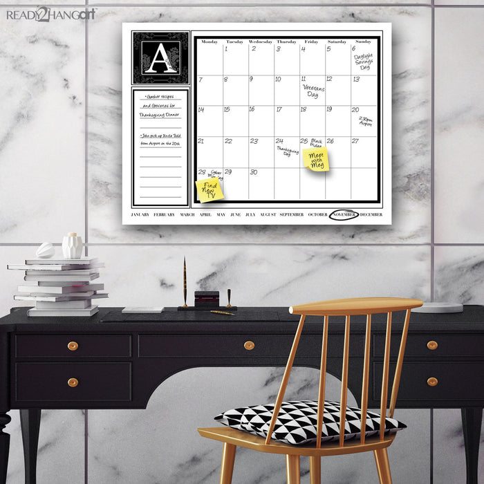 Monogram Dry Erase Monthly Calendar on ArtPlexi (12" x 16")
