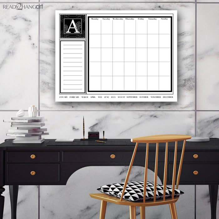 Monogram Dry Erase Monthly Calendar on ArtPlexi (20" x 30")