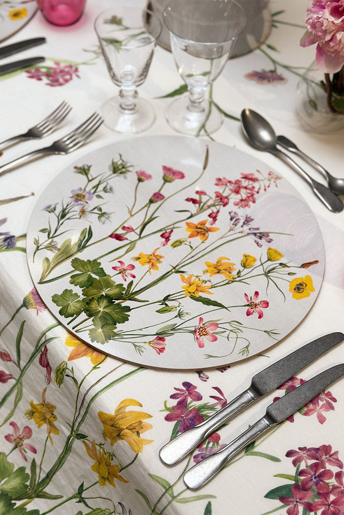 'Our June' Floral Round Cork-Backed Placemat, 34cm