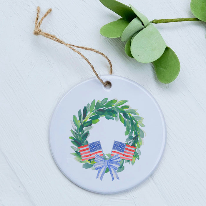 Patriotic Flag Wreath -Ornament
