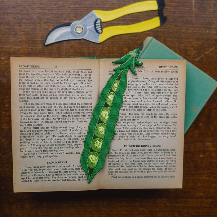 Pea Pod Embroidered Fabric Bookmark