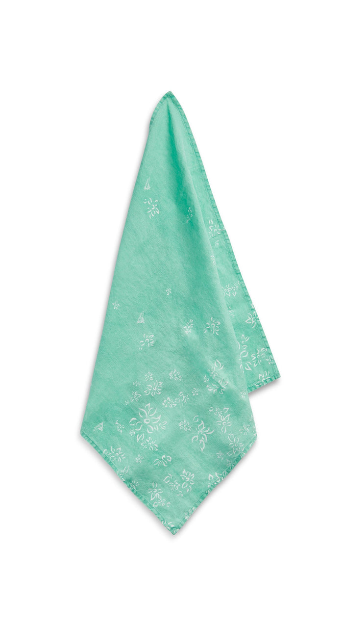 'S&Bee Falling Flower' Linen Napkin in Celadon Blue, 50x50cm