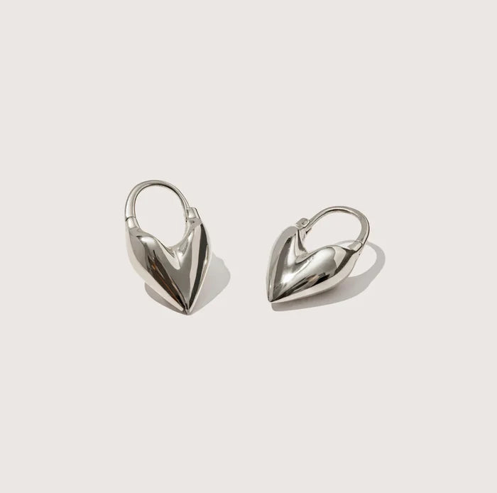 Silver Roscida Heart Hoops