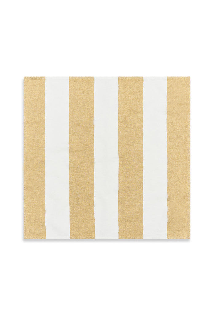 'Stripe' Screen Printed Linen Napkin in Gold, 50x50cm