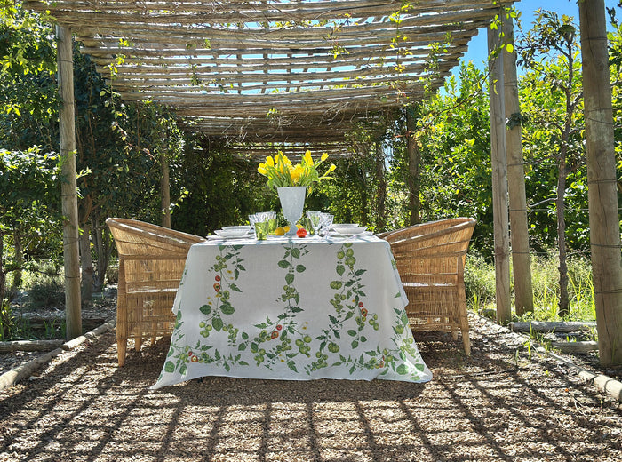 'Tomato Verte' Linen Napkin, 50x50cm