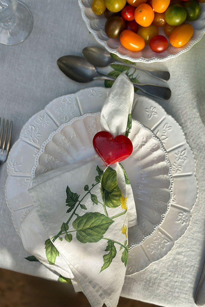 'Tomato Verte' Linen Napkin, 50x50cm