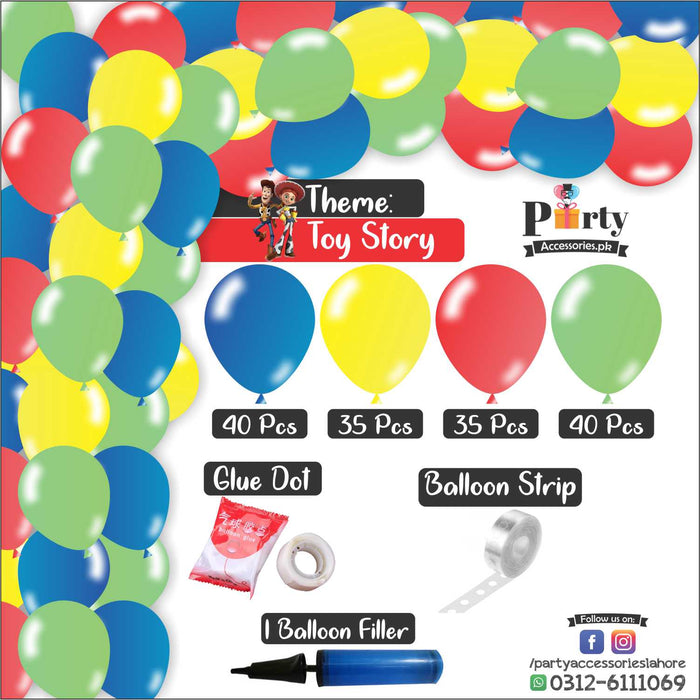 Arch Set Garland kit 150 balloons in Toy Story theme colors